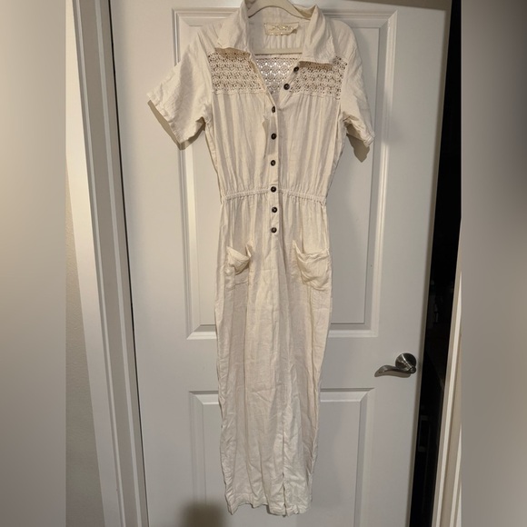 NEW Jens Pirates Booty Ollie Jumpsuit Gauze Cotton Off White Size Small Lace NWT - Picture 3 of 7